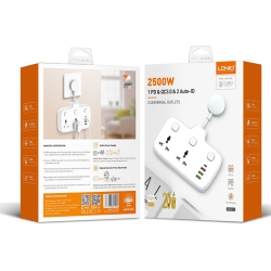 LDNIO SC2413 Universal Outlets Power Strip Tower 2 Outlet Wall Electric Plug PD 20W USB Power Cube Power socket